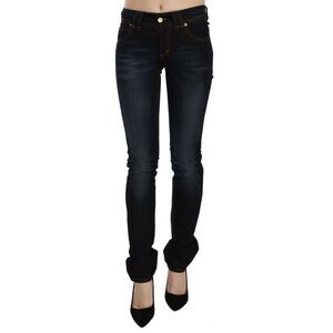 John Galliano Dark Blue Mid Waist Slim Fit Denim Casual Pants Women's Jeans